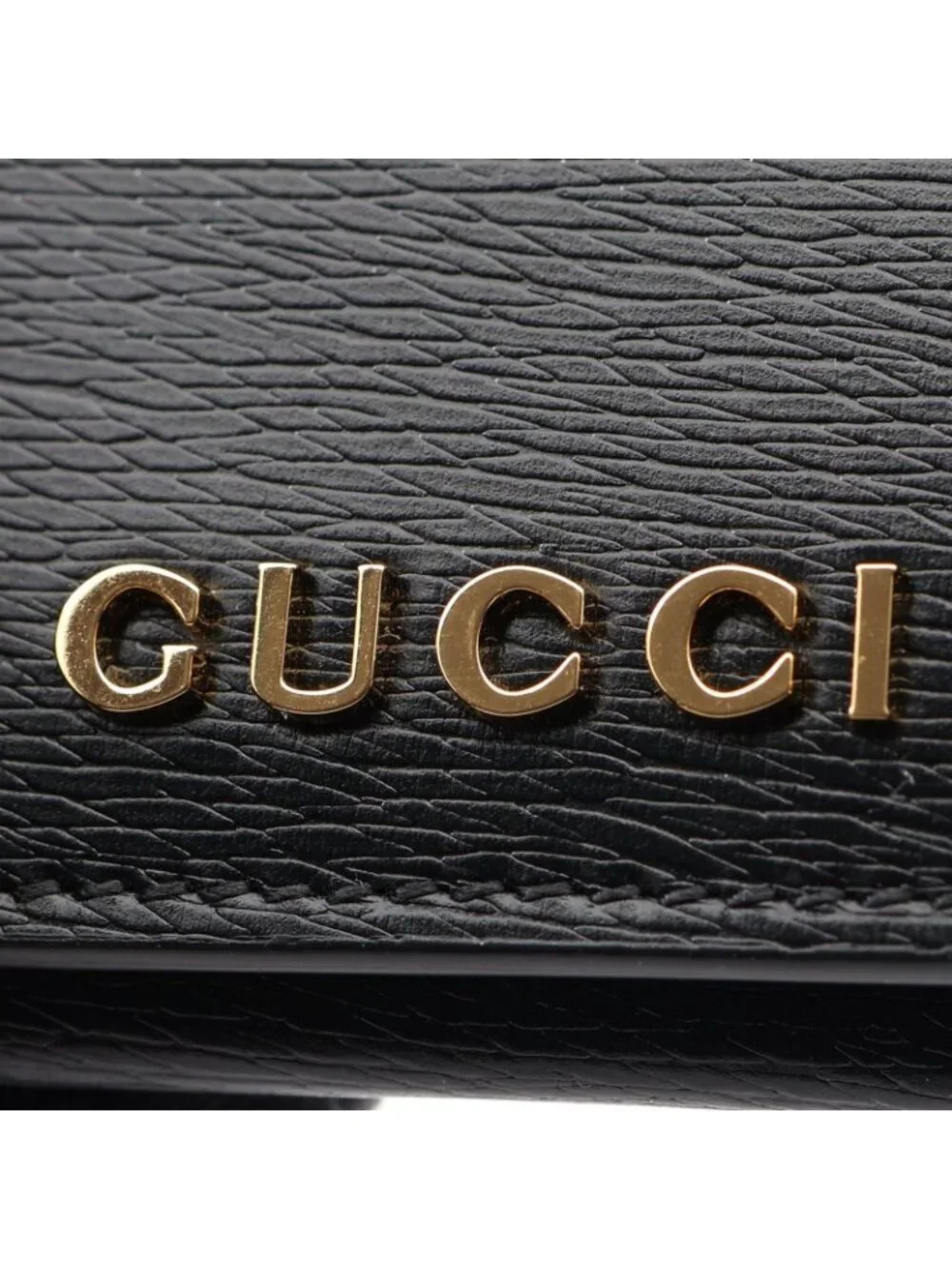 Gucci Card Slot Script Black Leather